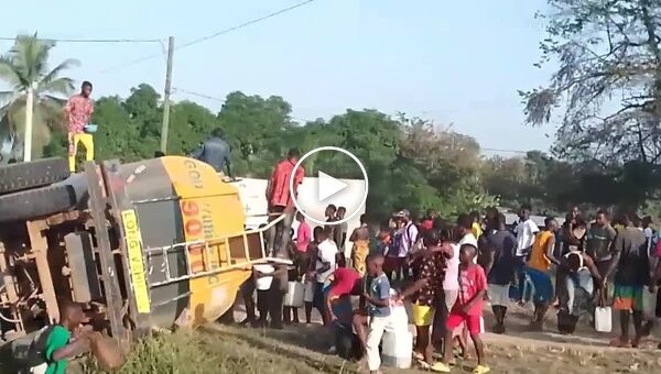 What black people do when they see an overturned tanker.