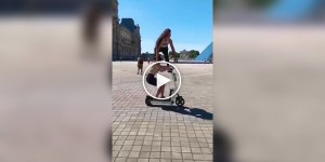 A girl unsuccessfully performed a stunt on a scooter