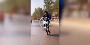 A dangerous motorcycle stunt ended in a fall