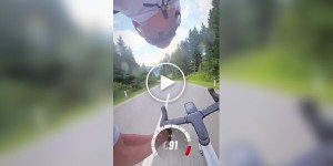 Falling off a bicycle at a speed of about 90 km/h